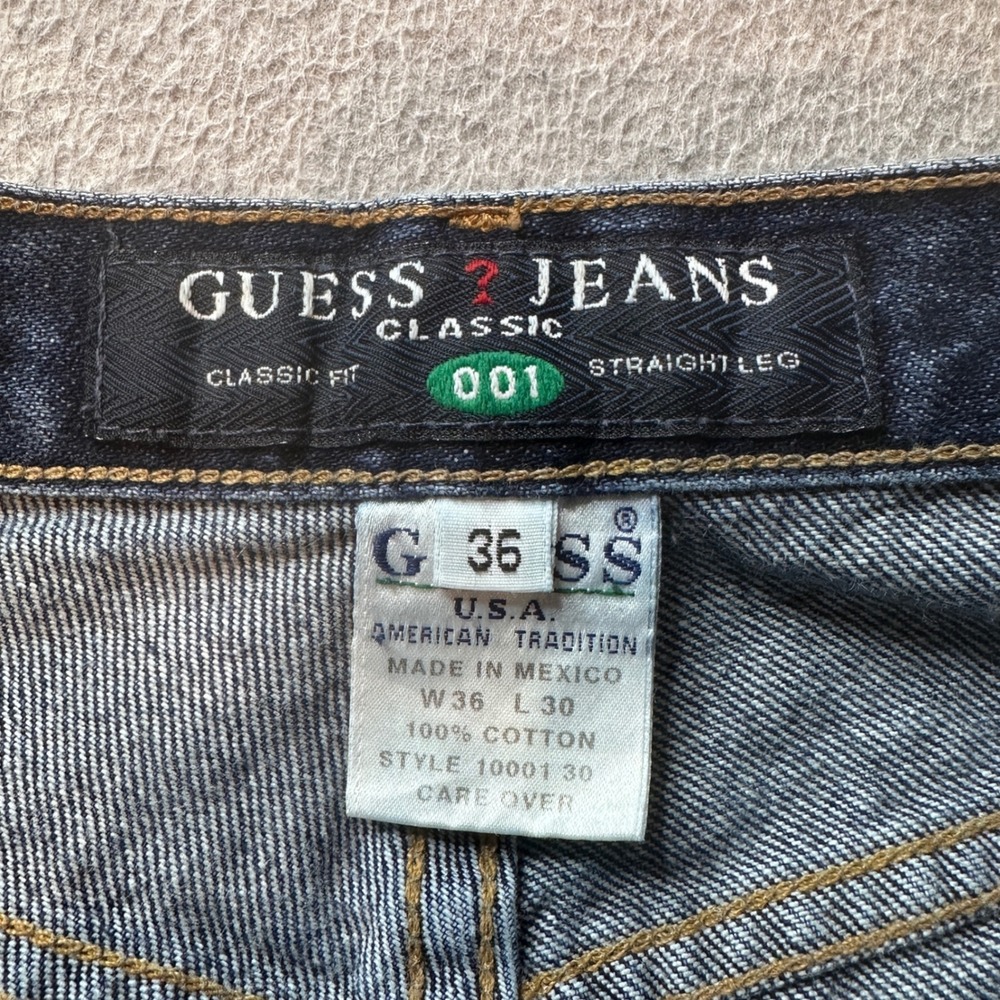 Vintage Guess Jeans Mens 36 (34x28) Blue Classic 001 Straight Leg Denim 90s - Picture 3 of 10